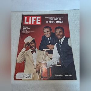 Life Magazine February 4, 1966; Sammy Davis, Harry Belafonte, Sidney Poitier
